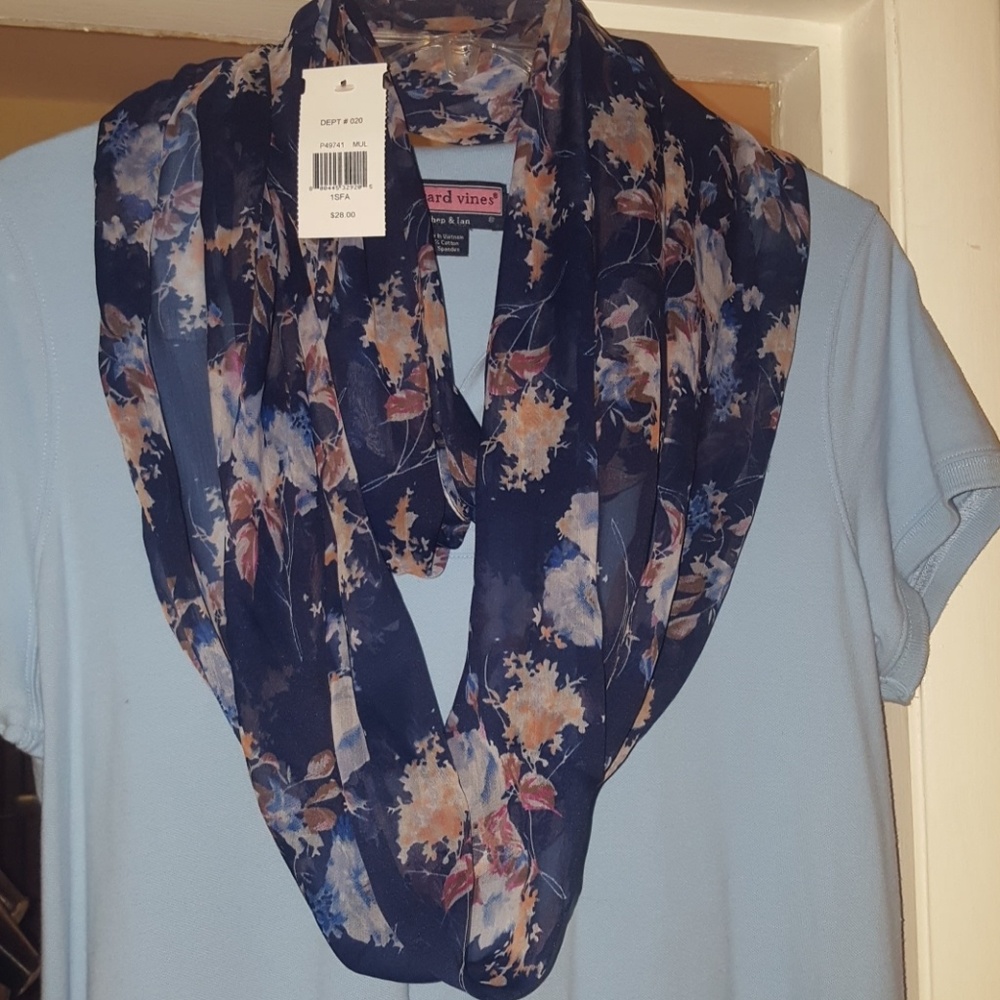 Blue Floral Infinity Scarf
